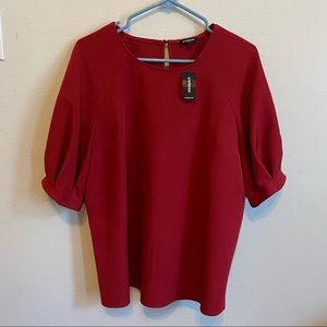 💋 NWT Express Red Top with Balloon Sleeves Size L